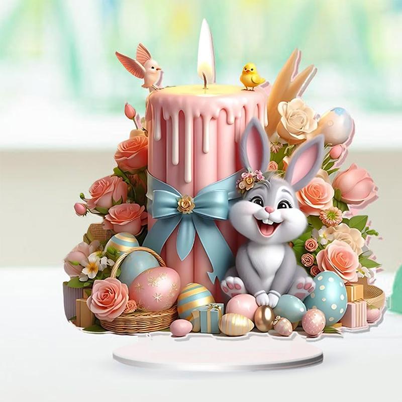 Bohemian Style 2D Acrylic Cute Easter Egg Rabbit Village DIY Decoration Festival Decor Desktop Ornament Easter Gifts For Bedroom