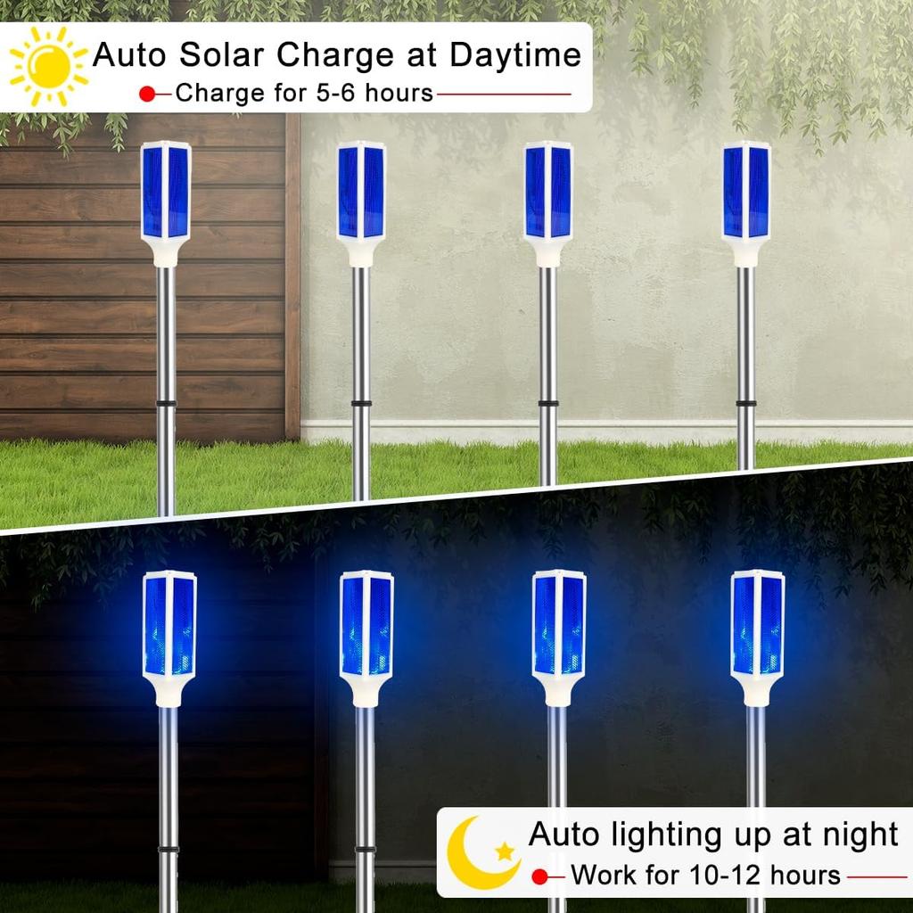 Aolyty Solar Lights Outdoor, Waterproof Driveway Markers Reflective, Warning Flash Light with 2 Lighting Modes, LED Solar Light 4 Pack for Parking
