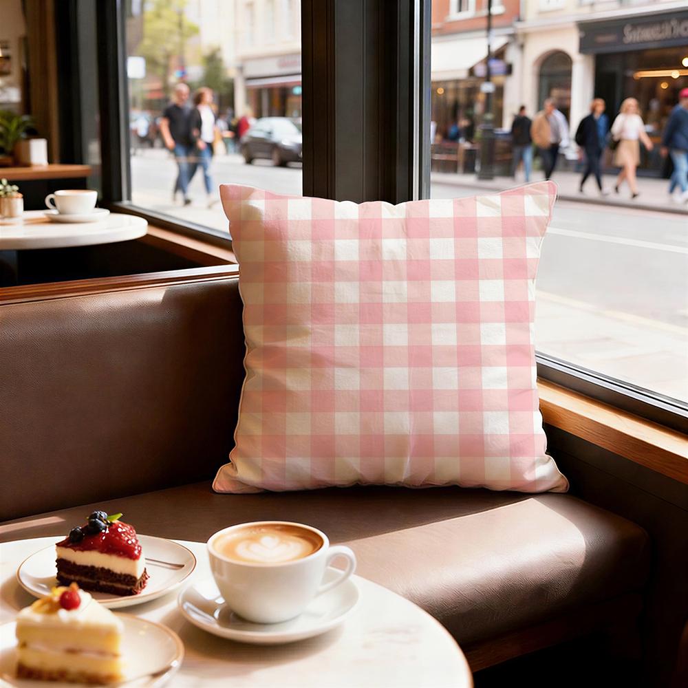 Simple checkered pattern Cushion Cover Set of Decorative Short Plush Pillow Covers for Sofa Soft Cushion Case x cm