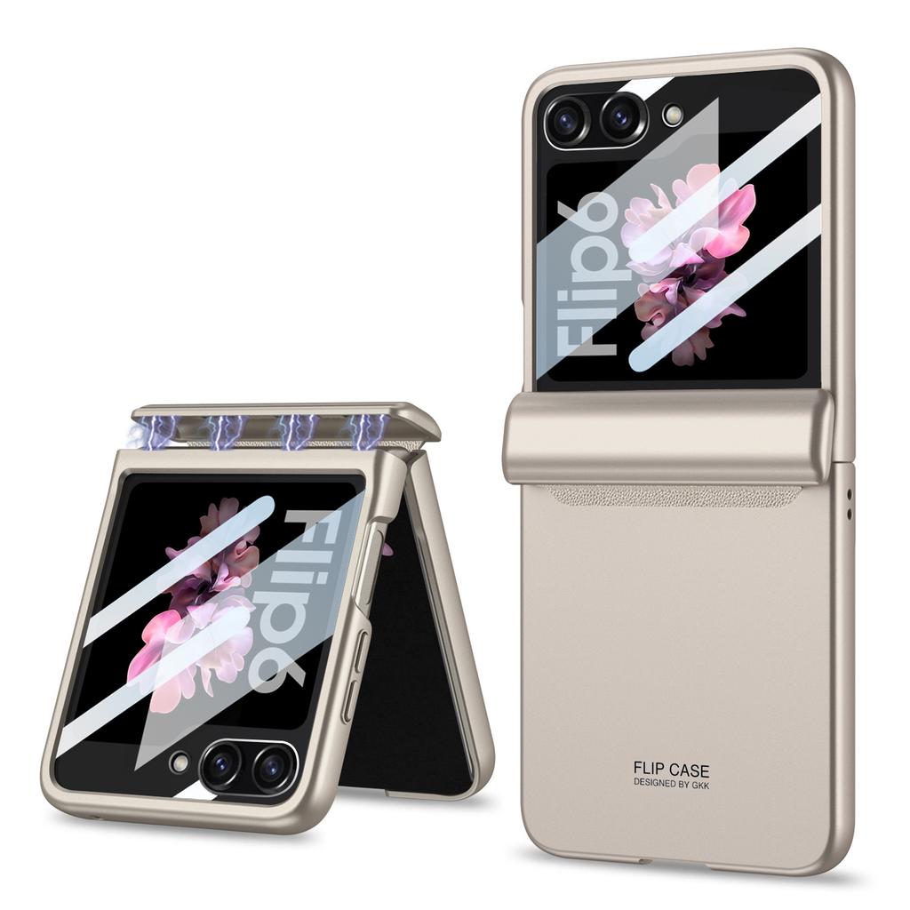 Samsung Folding Zflip6 Mobile Phone Case Anti Fall Magnetic Suction Folding Large Window Fashionable Matte All Inclusive Protective Case