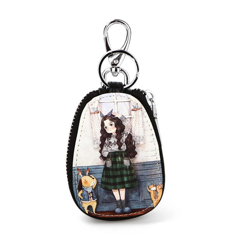 

Fashion Cartoon PU Key Bag Ladies Portable Key chain for Car Key Case Cover Girls Lovely Key Wallets Zipper Key ring Holder