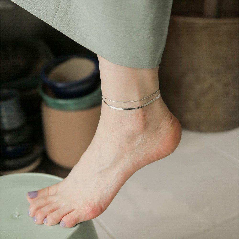 [ Modernlike / Headquarters Genuine ] Silver 925 Snake Chain Double-strand Anklet