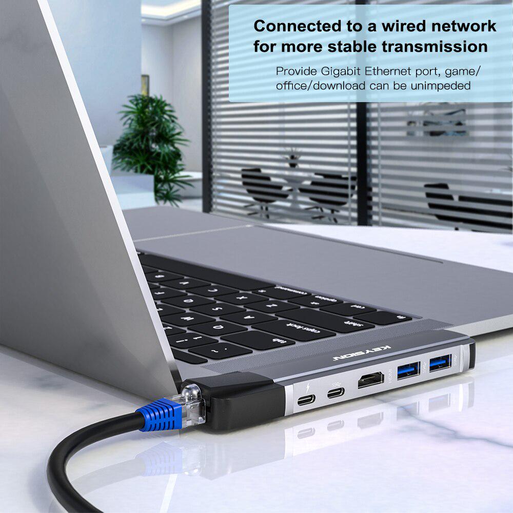 KEYSION USB HUB C HUB to Multi USB 3.0 HDMI Adapter USB Splitter for MacBook Pro Dock Thunderbolt 3