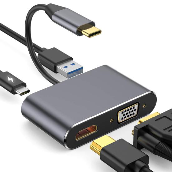 

Конвертер аудио-видео 4K VGA USB3.0, совместимый с HDMI, адаптер для зарядного порта-концентратора