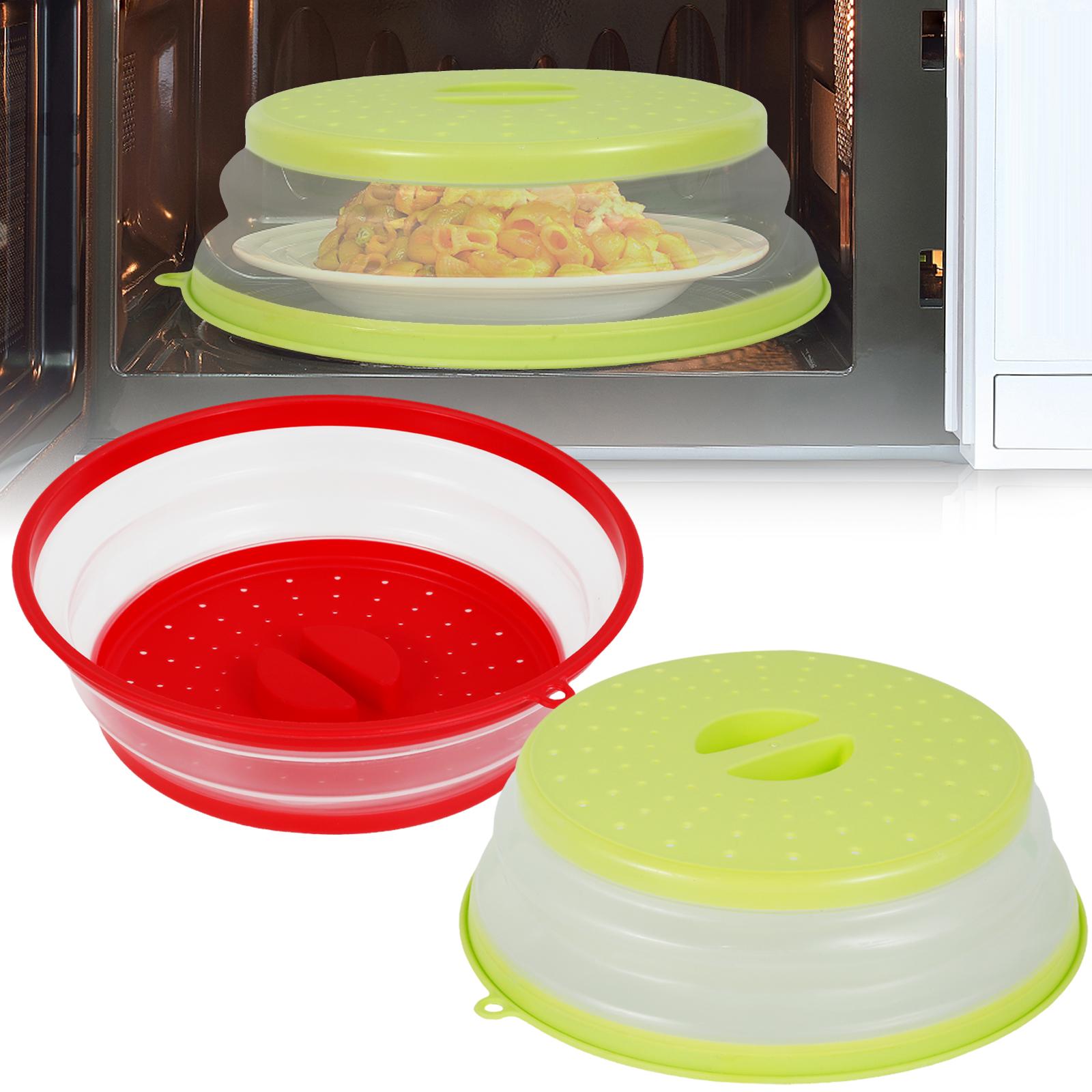 

2 шт. Складная крышка от брызг для микроволновой печи, силиконовая крышка для тарелки для микроволновой печи, складная дренажная корзина, крышка для сохранения свежести, корзина 2pcs