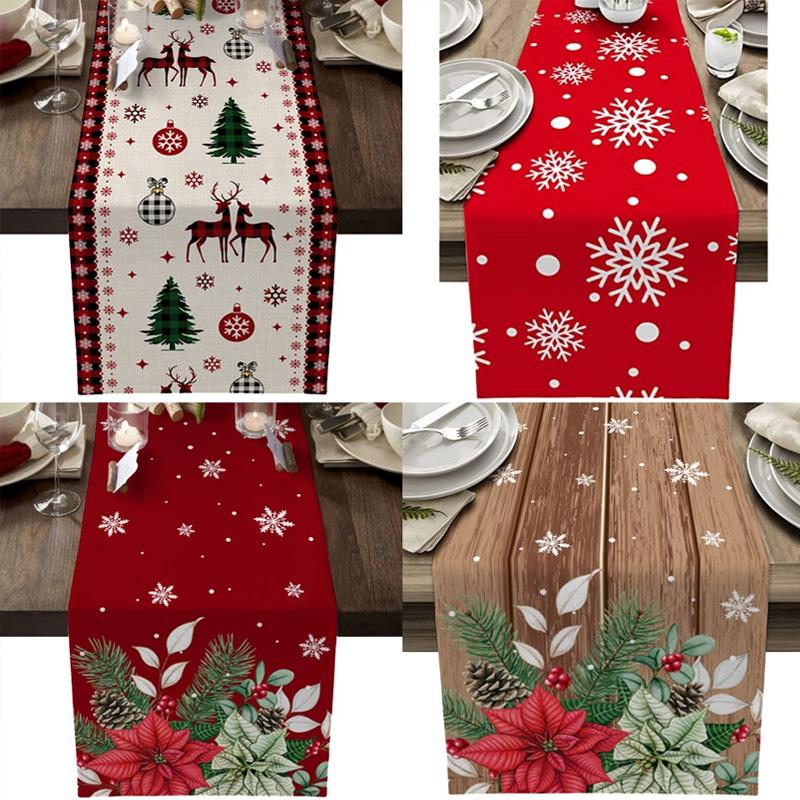 1PC Print Snowman For Home Xmas Table Decor Creative Christmas 33*183cm Table Runner Table Mat