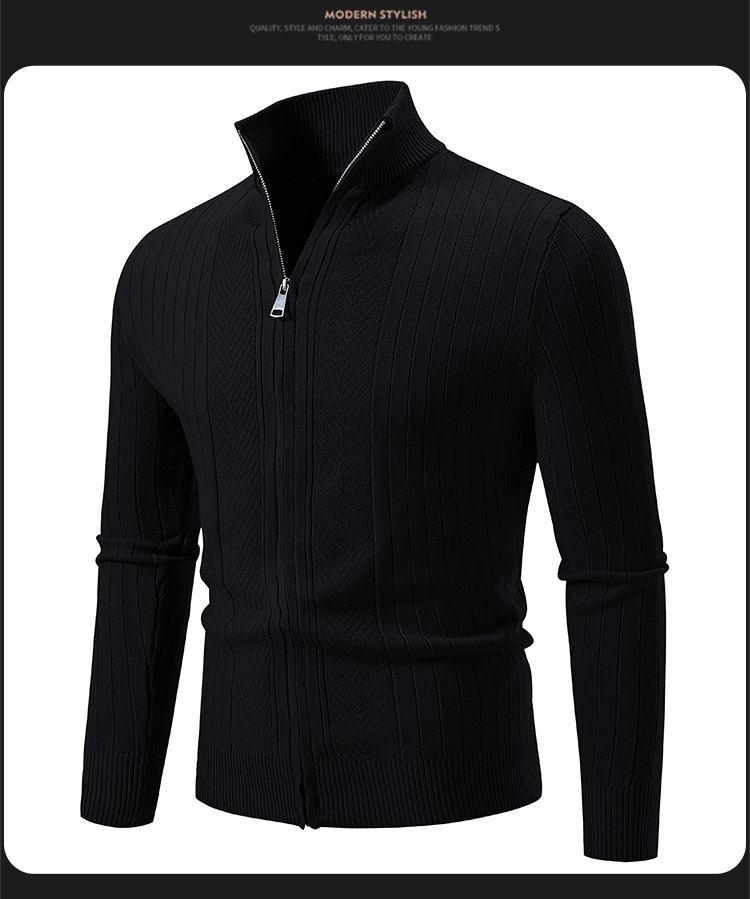 2024 Men's Trendy Fashion Zipper Cardigan Knit Sweater Jacket