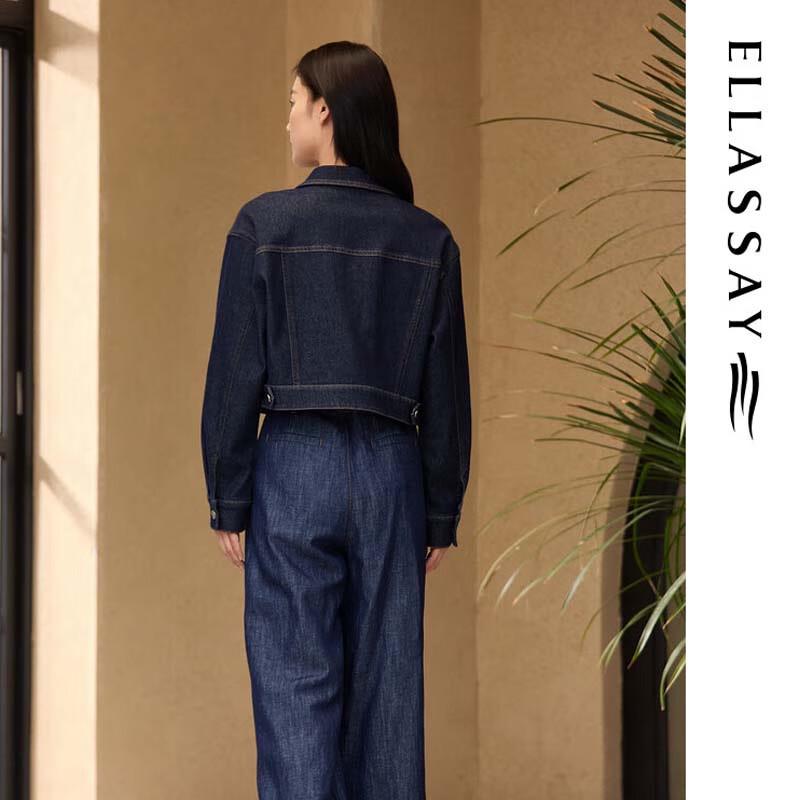 ELLASSAY Women's Retro Denim Cropped Jacket