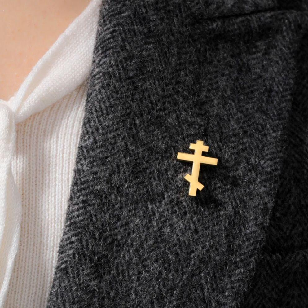 Spilla Croce Ortodossa Teamer Acciaio Inossidabile Spilla Religiosa Cristiana Minimalismo Classico Accessori per Abito Gioiello Regalo 2026 Nuovo