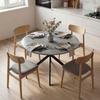 Round Dining Table for 4 People, Industrial-Style Kitchen Table with Steel Legs, for Dining Room, Kitchen, Grey