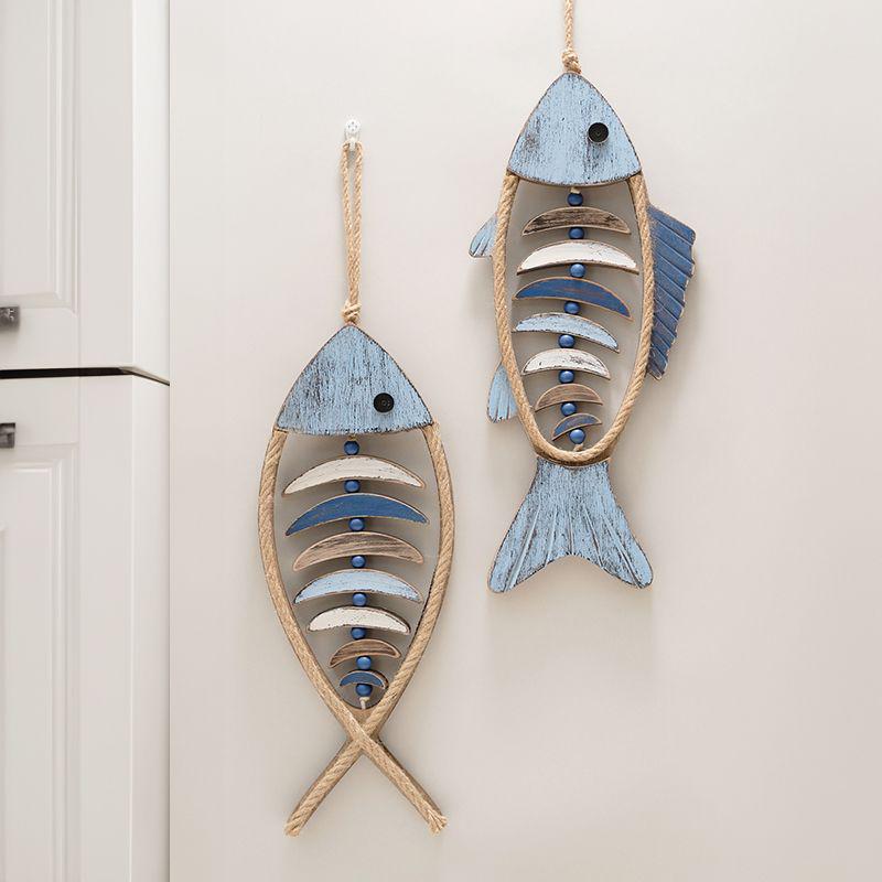 3D-Fisch-Wandanhänger im mediterranen Stil für Hotel- und Flurdekoration