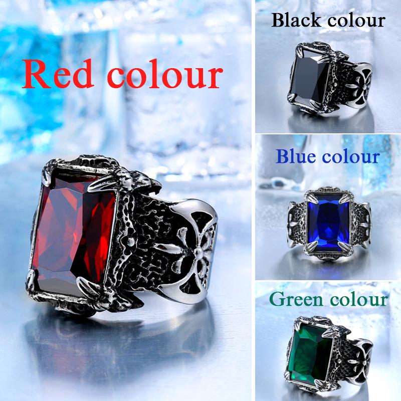 316L Stainless Steel VIKING Colorful Stone Trend Men's Ring Double-Sided  High Quality Jewelry
