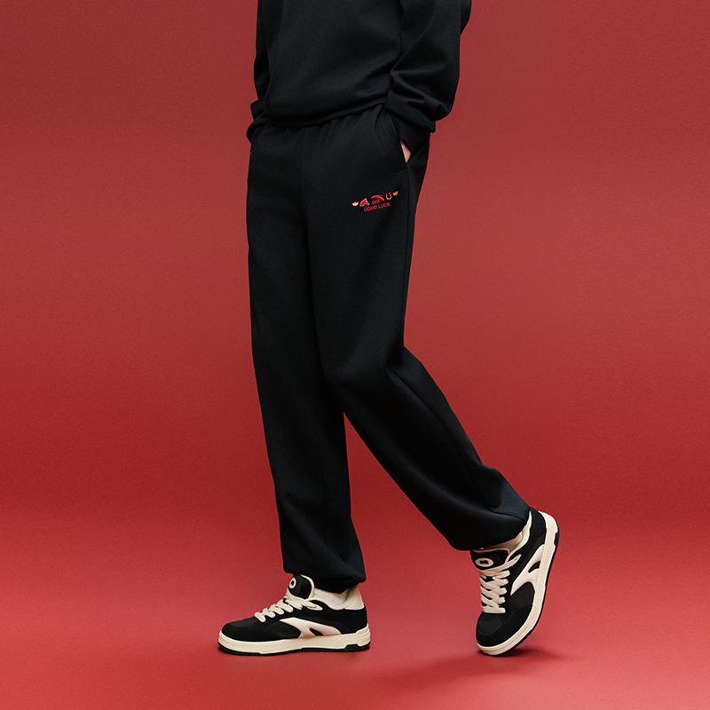 Anta Lifestyle Series Long Pants 2026 Spring Mens Knitted Sports Pants Men Bottoms Basic-Black 952618302-2