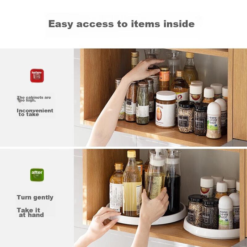 Lanjiaoluo Rotating Spice Rack, Kitchen Storage Shelf, Seasoning Tray, Multifunctional Organizer, Rotatable Small Tray