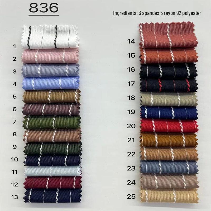 Striped Polyester Rayon Twill Shirt Fabric (1.5-1 Cm Stripes)