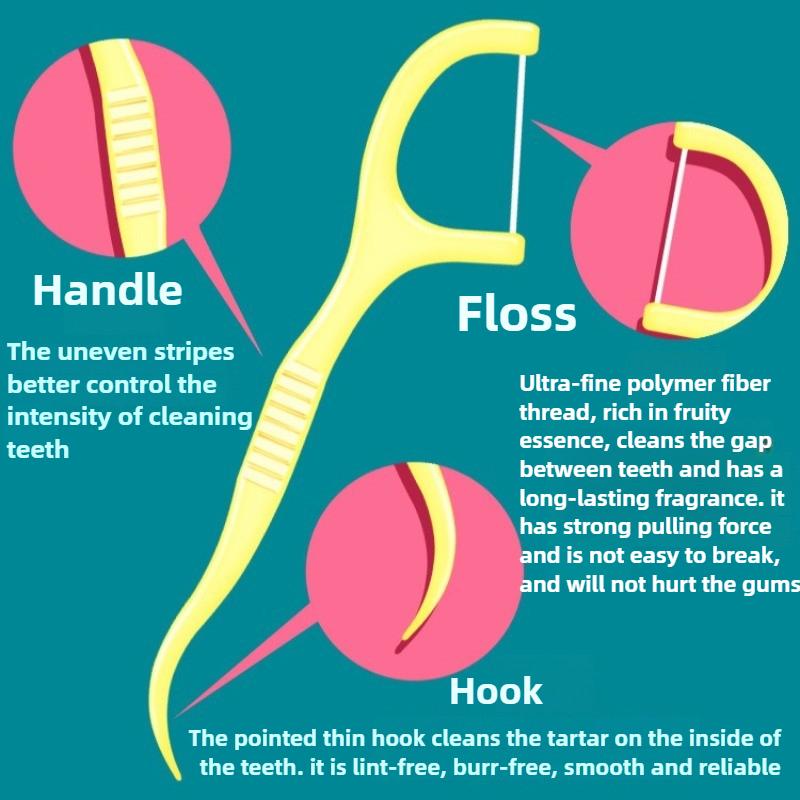 50PCS Disposable Fruit Flavor Floss Individual Packaging Portable Dental Floss Toothpick Line Oral Care Teeth Cleaning Tools