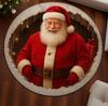 Tapis de porte rond Père Noël Noël avec illusion 3D, Tapis rouge festif douillet, Décor de fête réaliste pour salon