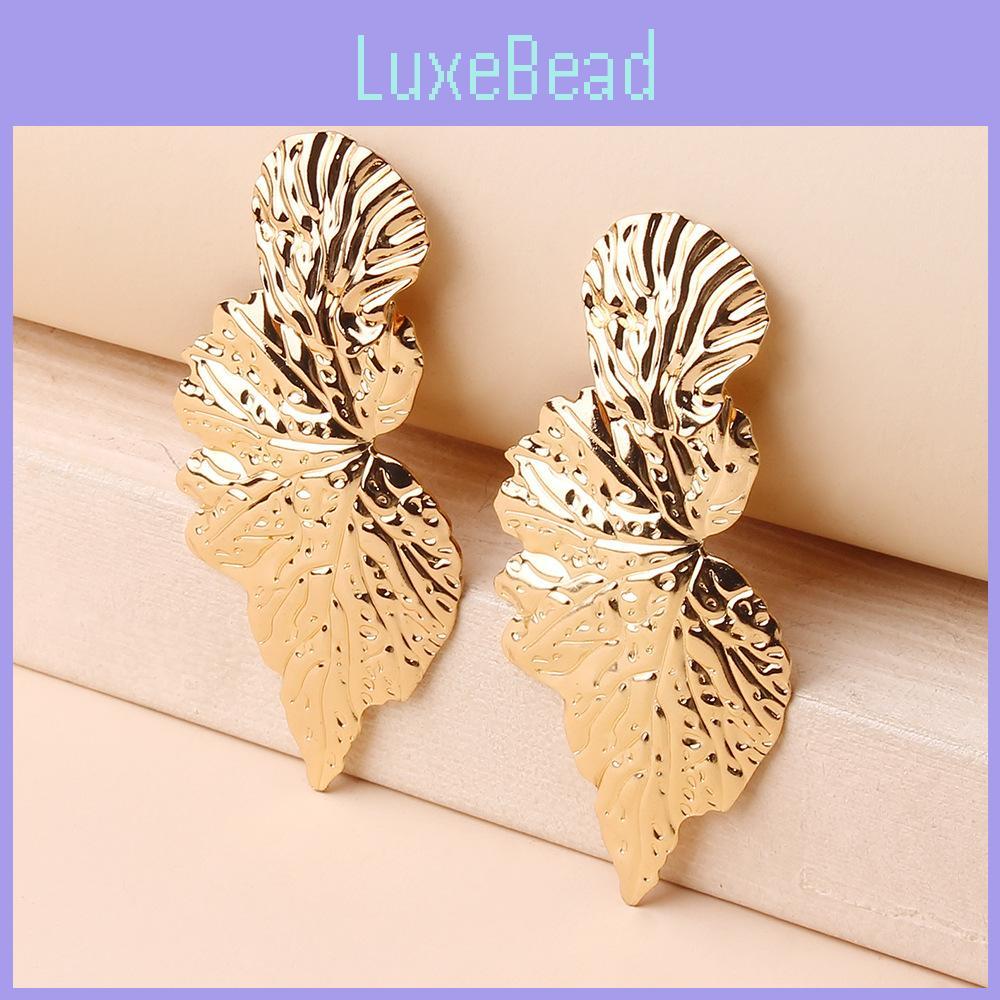 Leaf Earrings Metal With Gold Coating And Bold Design For Gift And Wedding