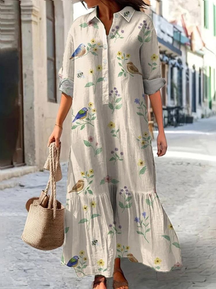 Womens Printed Polo Collar Midi Dress In Multiple Patterns