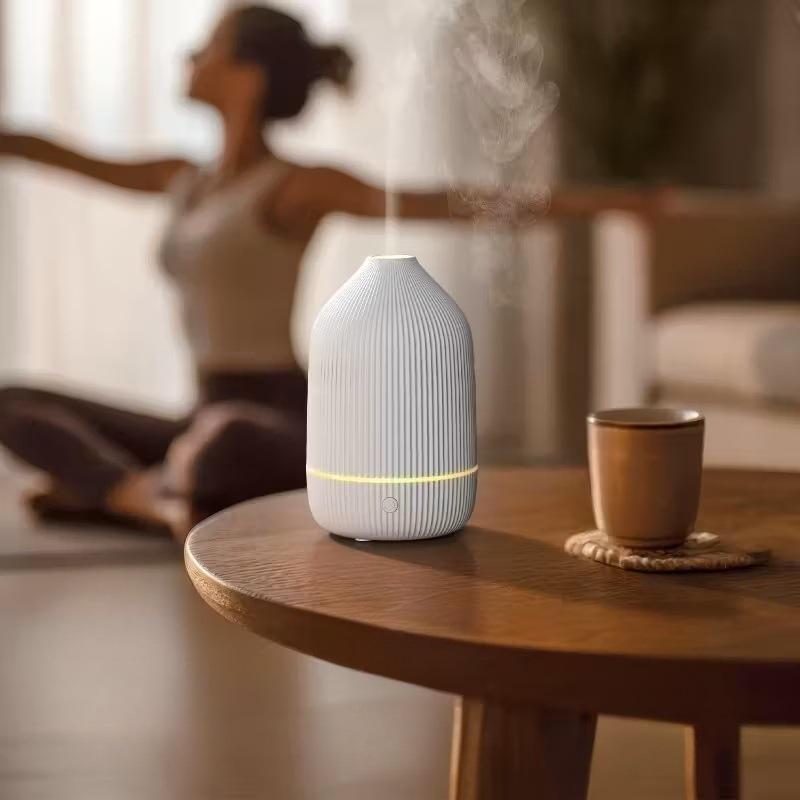 Wood Grain Seven-Color LED Aroma Diffuser & Humidifier for Home & Desktop