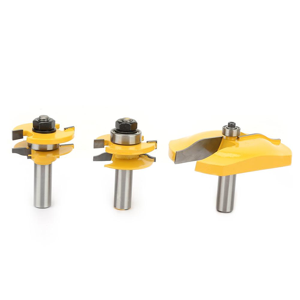3pcs 12" Shank Ogee Raised Panel & Ogee Rail and Stile Router Bit Set Woodwork Milling Cutter