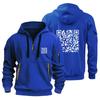 Mens Hooded Sweatshirt With QR Code Print Slim Fit Cotton Blend Pullover Casual Winter Wear