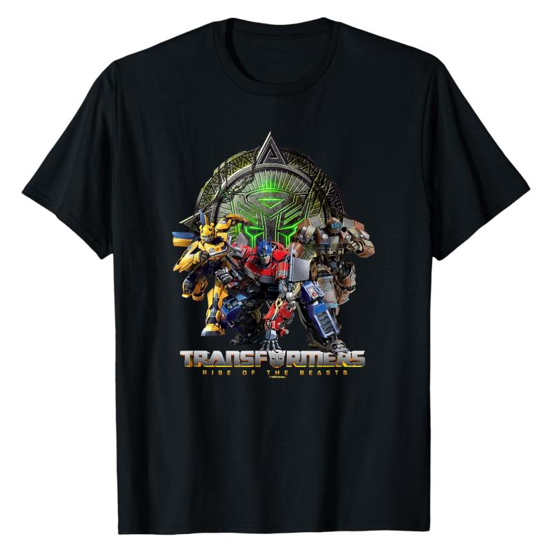 

Transformers TShirt Official Movie Poster Optimus Prime Bumblebee Rhinox Blockbuster Print Crew Neck Cotton Fashion Tops S