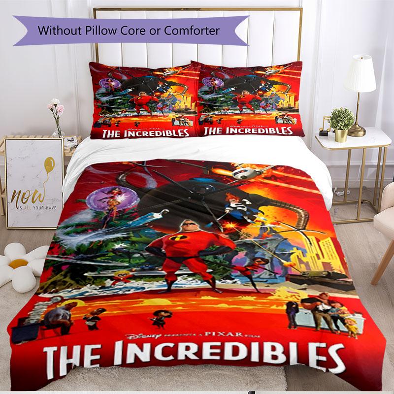 3pcs Duvet Cover Set (1*Duvet Cover + 2*Pillowcase, Without Core), Incredibles Print Soft All‑Season Bedding Set, Home Bedroom Decor Gift