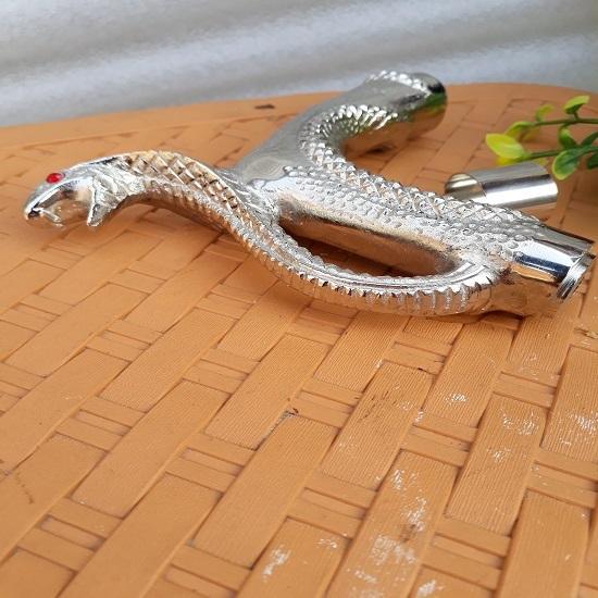 Silberner Cobra-Griffkopf-Finish für Spazierstock Holzstöcke Stil