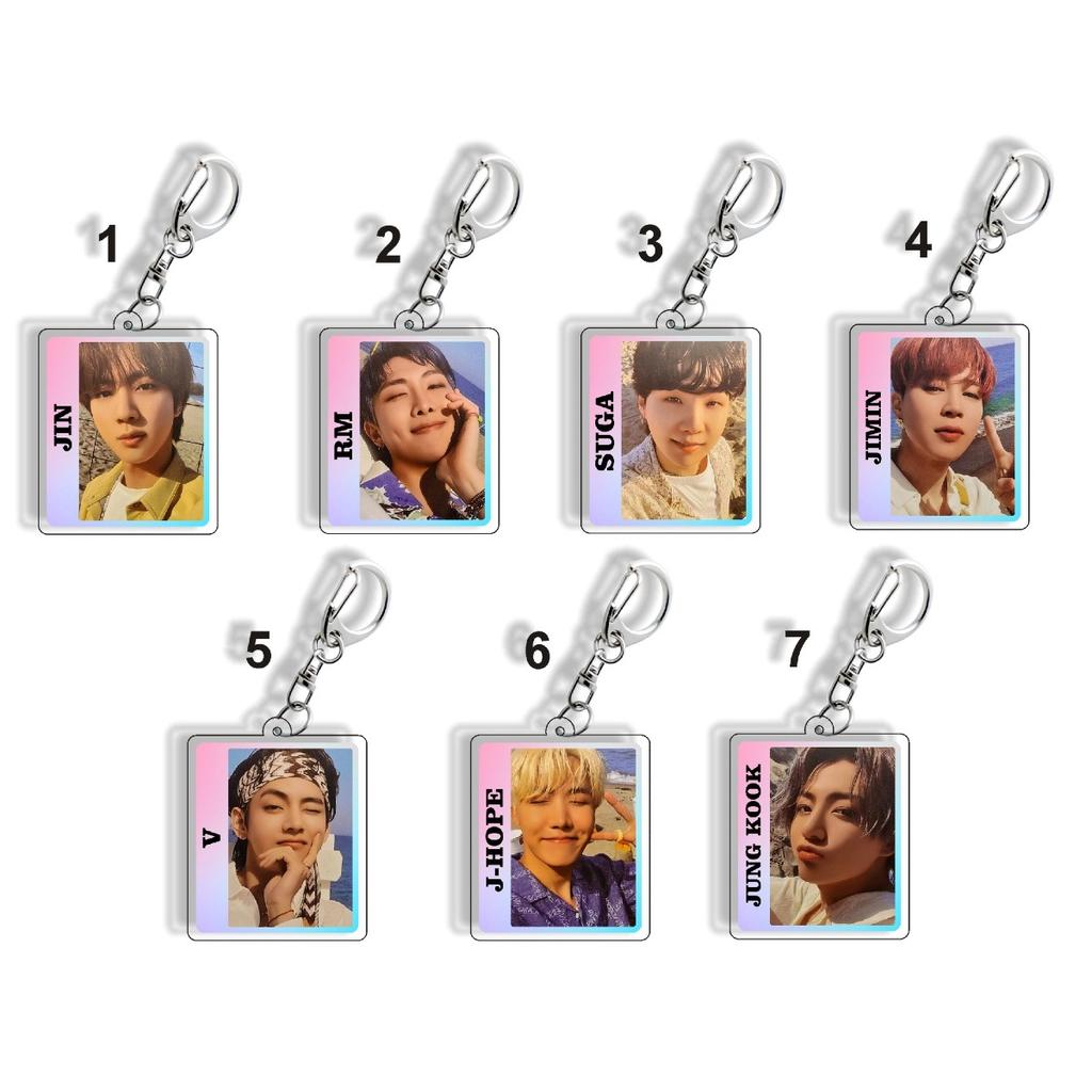 7pcs BTS Square Individual Member Keychains, Baby Pendants, Clothing Accessories, Wallet Charms, Celebrity Merchandise