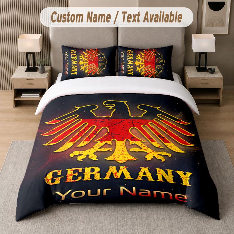 Custom Bedding Set Eintracht Frankfurt Pattern, Print Name Text 1 Duvet Cover Plus 2 Pillowcases Home Textile