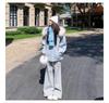 Women's Gray Micro-Flare Sweatpants: 2025 Autumn/Winter Korean Style, Wide Leg, Plus Velvet, Thickened Casual Pants.