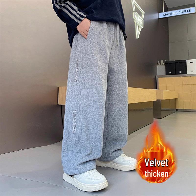 Hipster Boys' Winter Fleece-Lined Sports Pants - Warm Sweatpants for Middle and Older Children