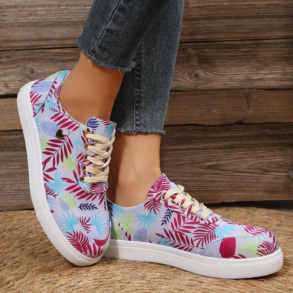 Women's Casual Flat Bottomed Lace Up Canvas Shoes