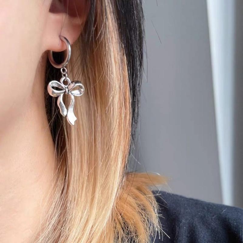 Sweet Cool Bowknot/Thread Star Pendant Earrings Fashion Hoop Earrings Jewelry