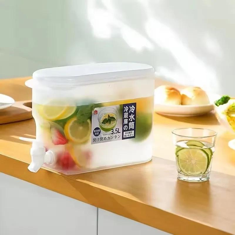 3.5L Large Capacity Cold Water Pitcher Cold Kettle with Faucet In Refrigerator Iced Beverage Dispenser Refrigerator and Spigot