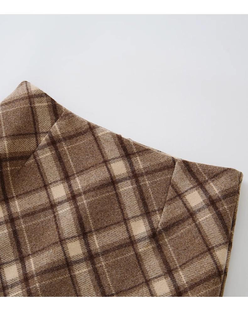 Women's Red Plaid High-Waisted Woolen A-line Skirt - Autumn/Winter 2025 Collection