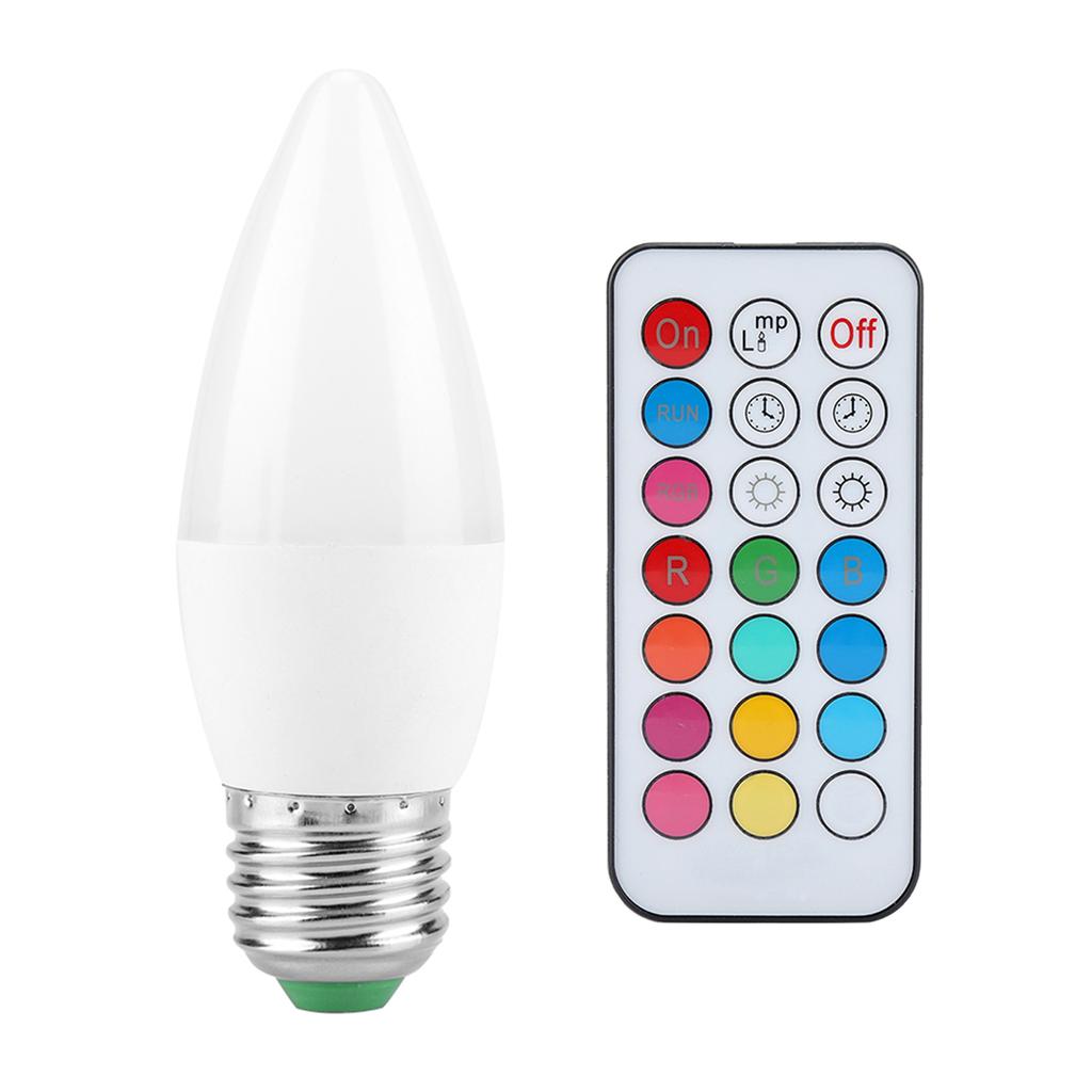 3W Multi Color Changing LED Candle Light Bulb AC85-265V with Remote Control(E27RGB+Cool White)