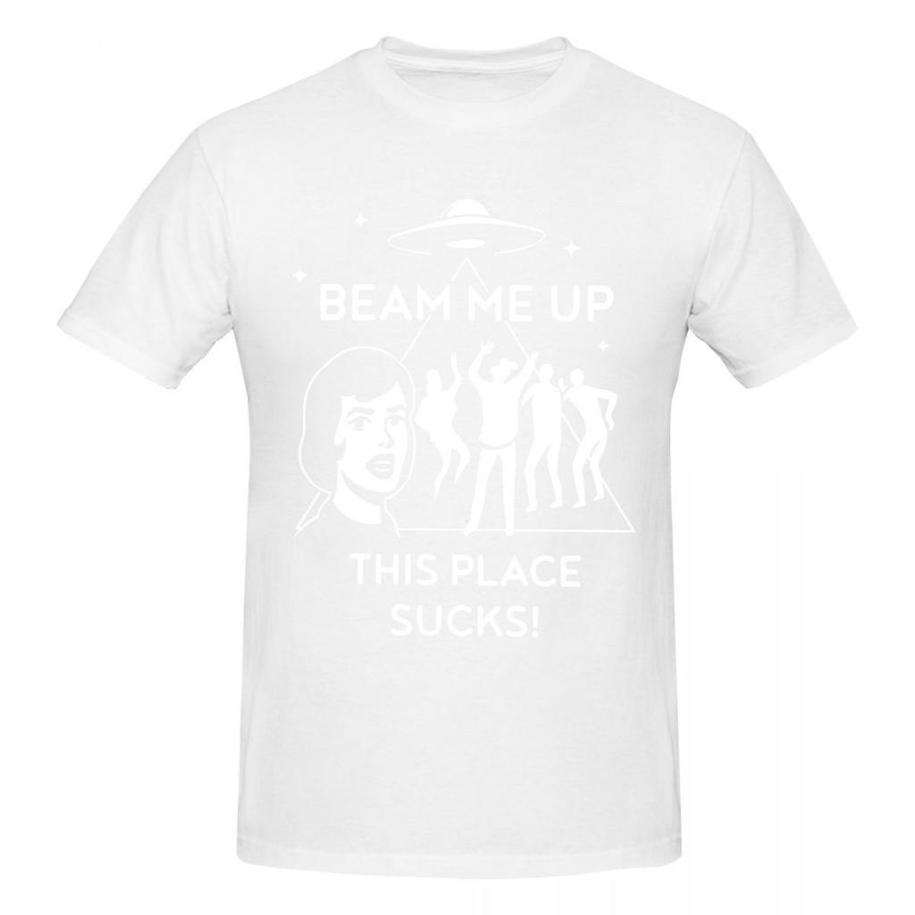 Unisex Beam Me Up This Place Sucks Funny T Shirt Vintage Cotton Crewneck Tshirts