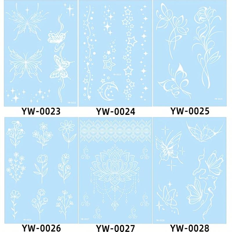 For Women Men Long Lasting Flowers Fake Tatoo Finger 4sheets/set Body Art Luminous Waterproof Temporary Tattoo Sticker Butterfly Home