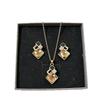 Geometric Alloy Necklace Earring Set With Cubic Zirconia For Daily Fashion Women