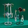 Rotating Jewelry Display Stand with 16 Hooks, Double Layer for Necklaces and Bracelets, Detachable Street Stall Rack.