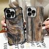 Vintage Wood Grain Pattern Plating Phone Case For Iphone 16 17 Pro Max Air 16E 14 15 Plus 12 13 Mini Anti-Fall Airabag Cover