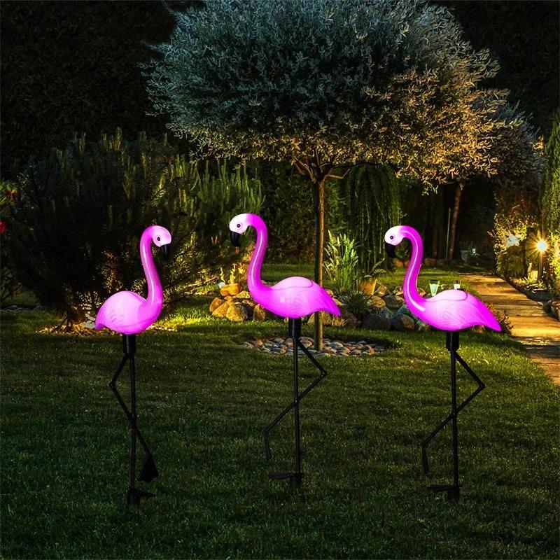 1pc Flamingo Garden Led Stake Waterproof LED Landscape Ground Lamp Outdoor Solar Lights for Outdoor Pathway Xmas Garden Decor