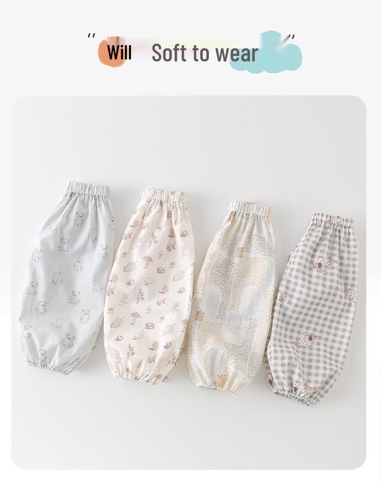 Korean-Style Anti-Mosquito Summer Pants for Infants - Boys & Girls Thin Loose Cuffed Lantern Pants