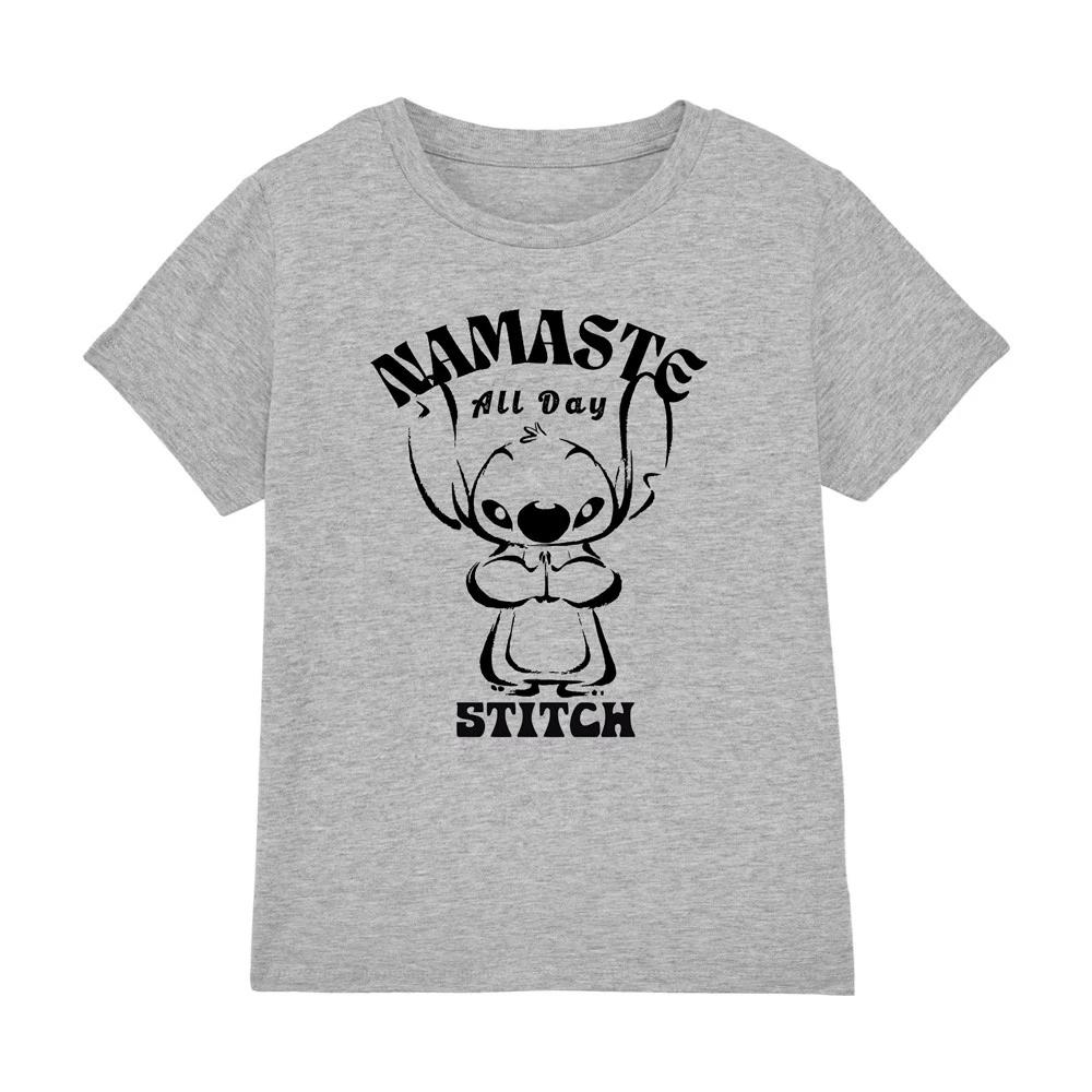 

Lilo & Stitch Namaste All Day 100% Cotton T-shirt Mens Tees Top Athletic Heather 4XL