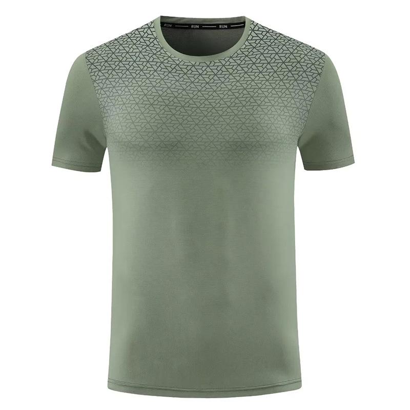 Summer Thin Polyester Short Sleeve T-Shirt Men's Outdoor Quick-Drying Elastic Running Sports Fitness Training Badminton Suit