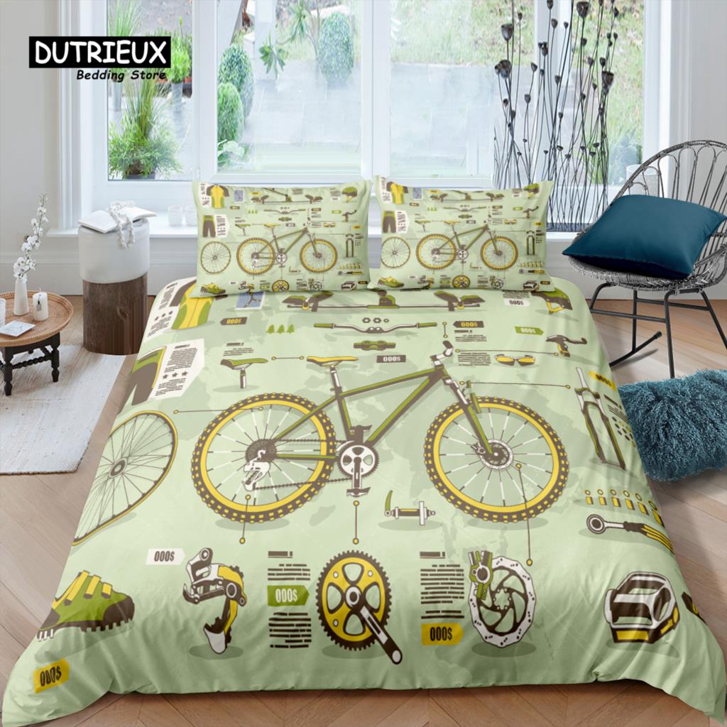 

Home Living Luxury 3D Bike Racing Bedding Set Bike Gear Duvet Cover Pillowcase Queen and King EU/US/AU/UK Size Comforter Bedding EU single(135x200cm)