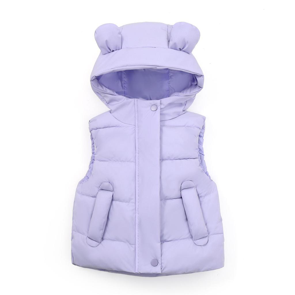 Kids' Hooded Vest: Cute Ears Sleeveless Autumn/Winter Jacket for Boys & Girls