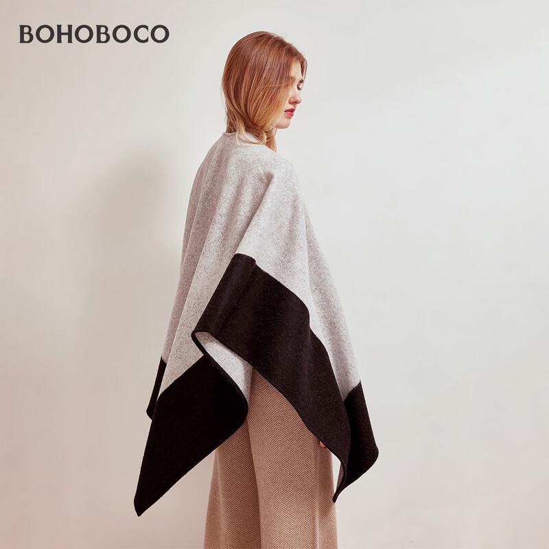 BOHOBOCO Damen Umhang Schal aus reiner Wolle